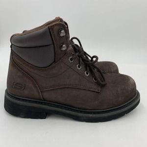 Skechers Bradcliff Work Boots Steel Toe Brown ASTM Mens 7.5 Outdoor 77528